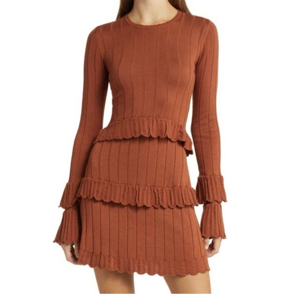 Rachel Parcell Rib Mini Dress with Pointelle Ruffles